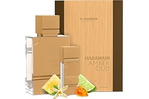 Al Haramain Amber Oud Gold Edition Eau De Parfum Spray 60ml + ATOMIZER – Unisex Perfume Arabian Perfumes for Women & Men – Long-Lasting Sweet Fragrance Arabic Cologne – Men & Women's Gift (2 oz.)