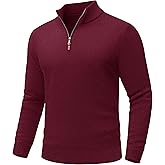 EKLENTSON Men's Sweater Quarter Zip Pullover Knit Cotton Turtleneck Sweater Fall Winter Thermal Pullover Mock Neck