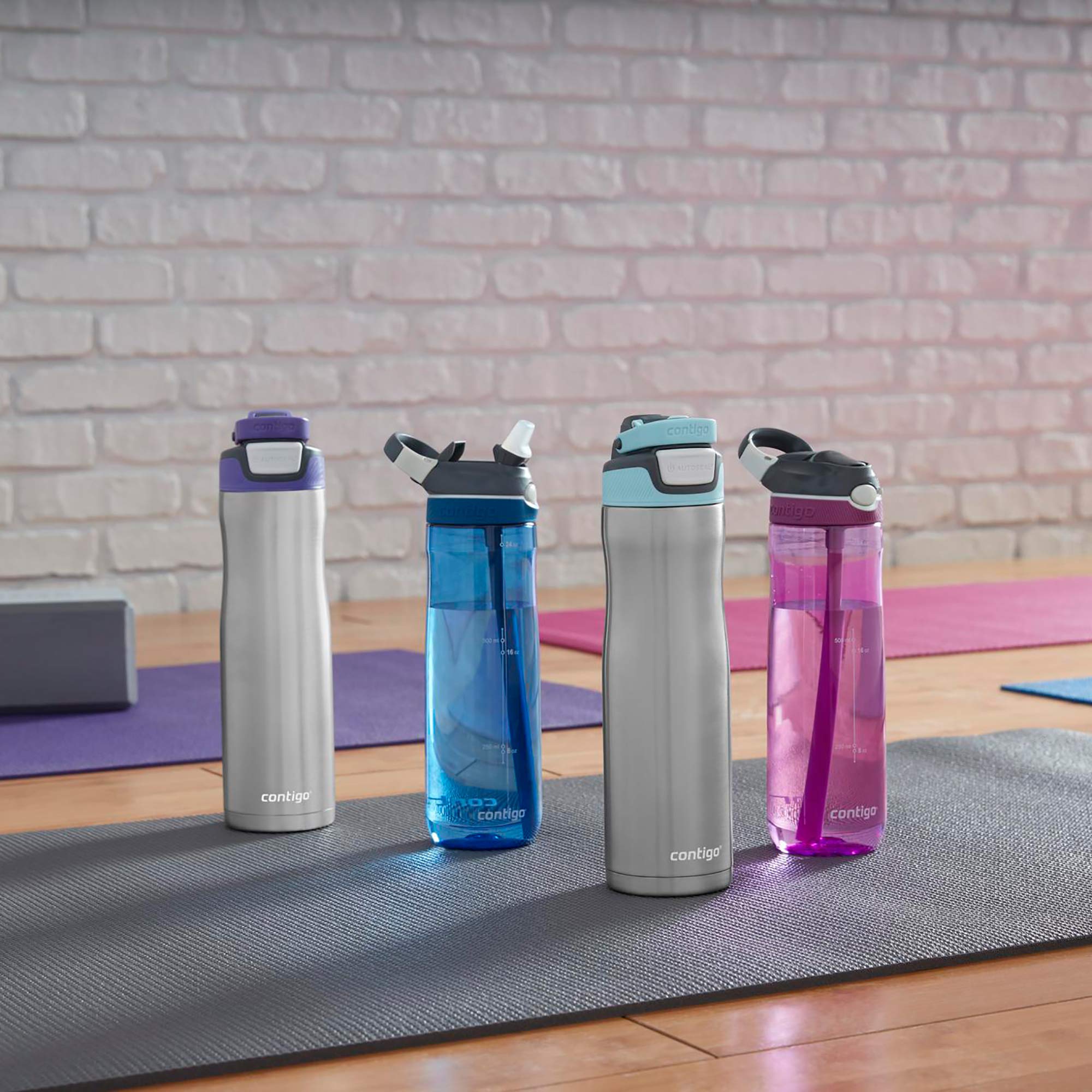 Contigo Water Bottle 20 oz. Auto Pop Straw assyurandotiru Stainless Steel