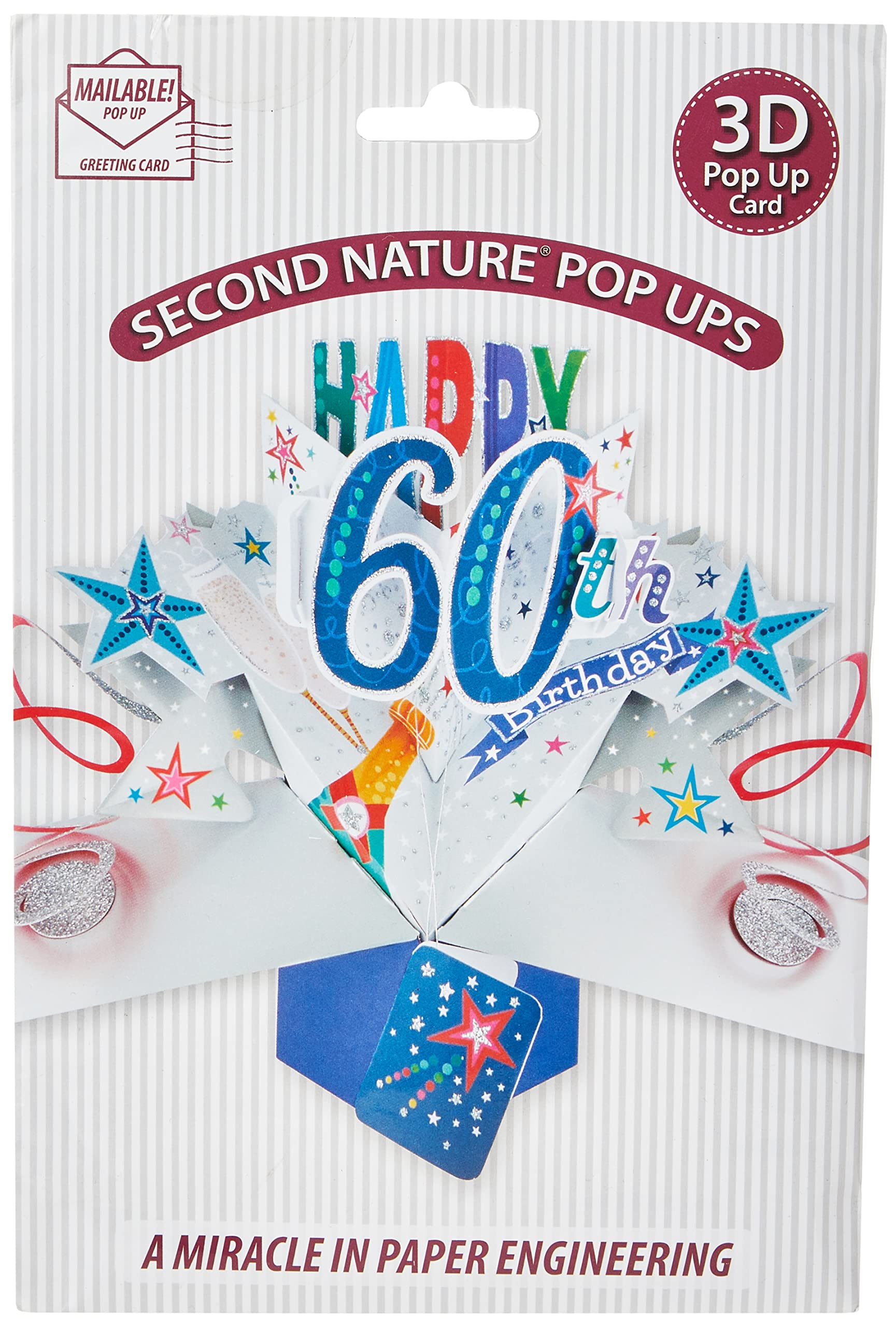 Happy 60th Birthday Pop-Up Greeting Card Original Second Nature 3D Pop Up Cards