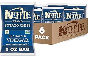 Kettle Brand Potato Chips, Salt & Vinegar Kettle Chips, Snack Bag, 2 Oz (Pack of 6)