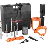 VEVOR Mortising Attachment for Drill Press, 4 Model Drills Square Hole Chisel Set, Bench Drill Locator Set Mortise and Tenon Tools with 5 Bushings, for Woodworking Mortising Tenoning Drilling Machine