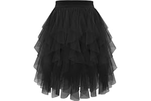 Kingfancy Tulle Skirts for Women Short Fairy Skirt Tutu A-Line Mesh Layered Halloween Skirts