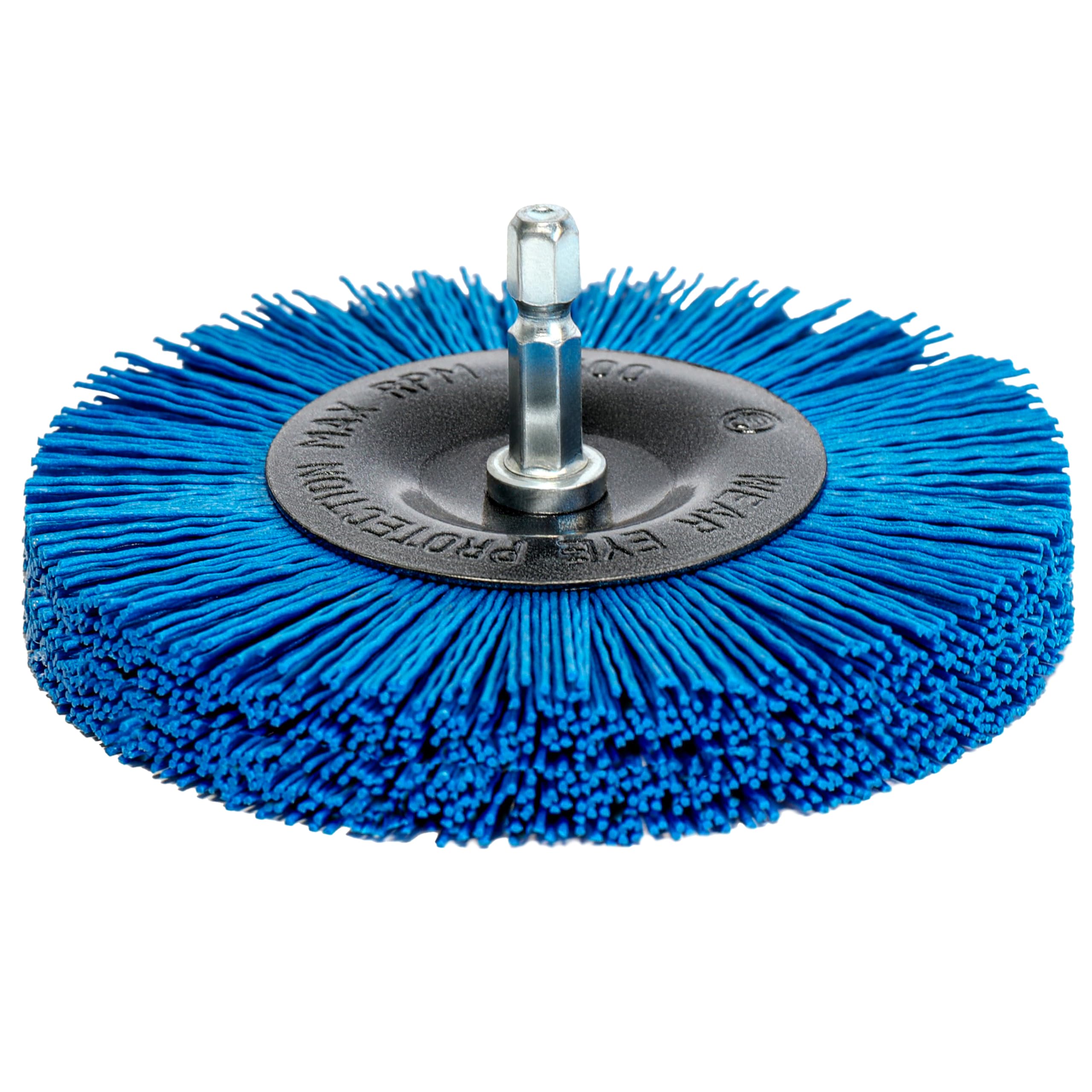 S&R Nylon Disc Brush 100 mm – 1/4" (6.35 mm) Hex Shank Drill Brush | Silicon-Carbide Nylon for Cleaning, De-Rusting & Polishing on Metal, Wood & Plastic