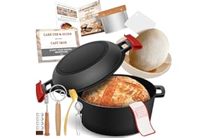 Cast Iron Dutch Oven for Bread Baking,Dutch Oven for Sourdough Bread 2-in-1 Dutch Oven Pot with Skillet Lid, 5QT