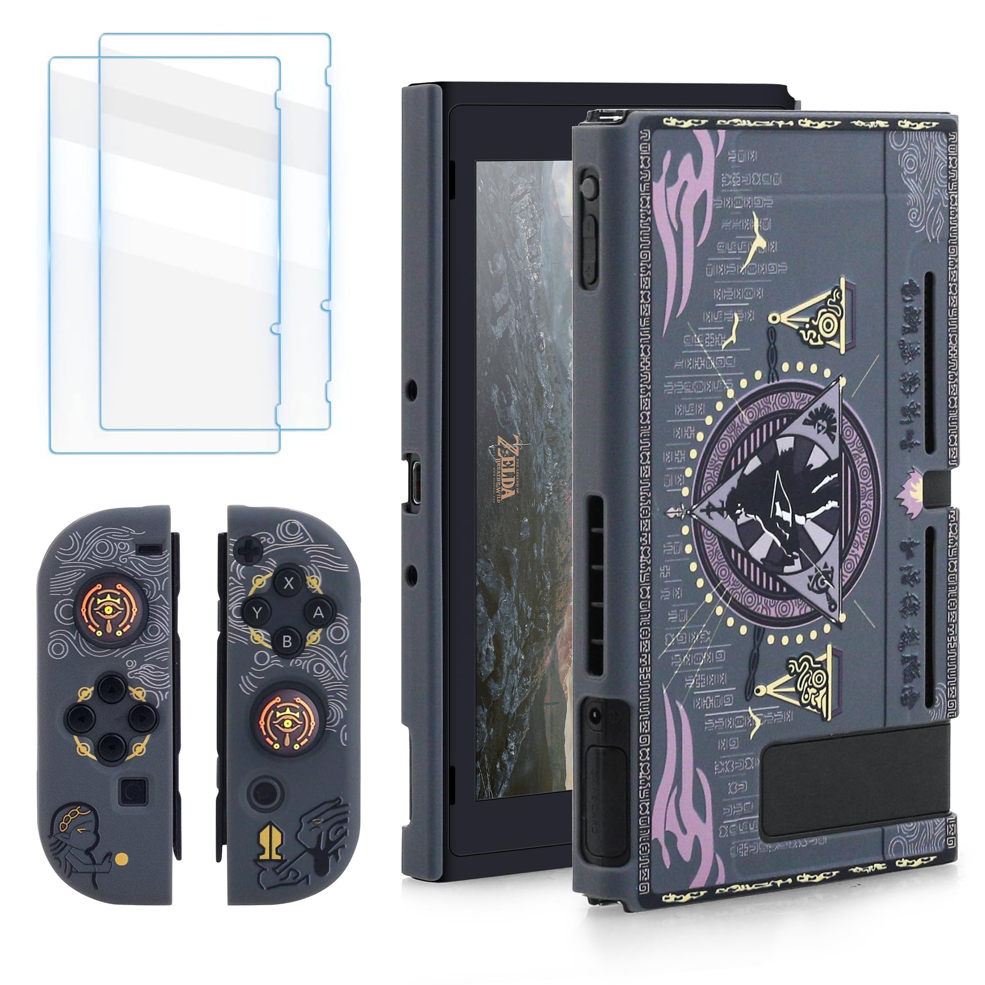 Photo 1 of RHOTALL Hard Shell Compatible with Nintendo Switch for Legend of Zelda Style, Protective Case Set for Switch and Joycon Controller with 2 Screen Protector and 2 Theme Thumb Caps
