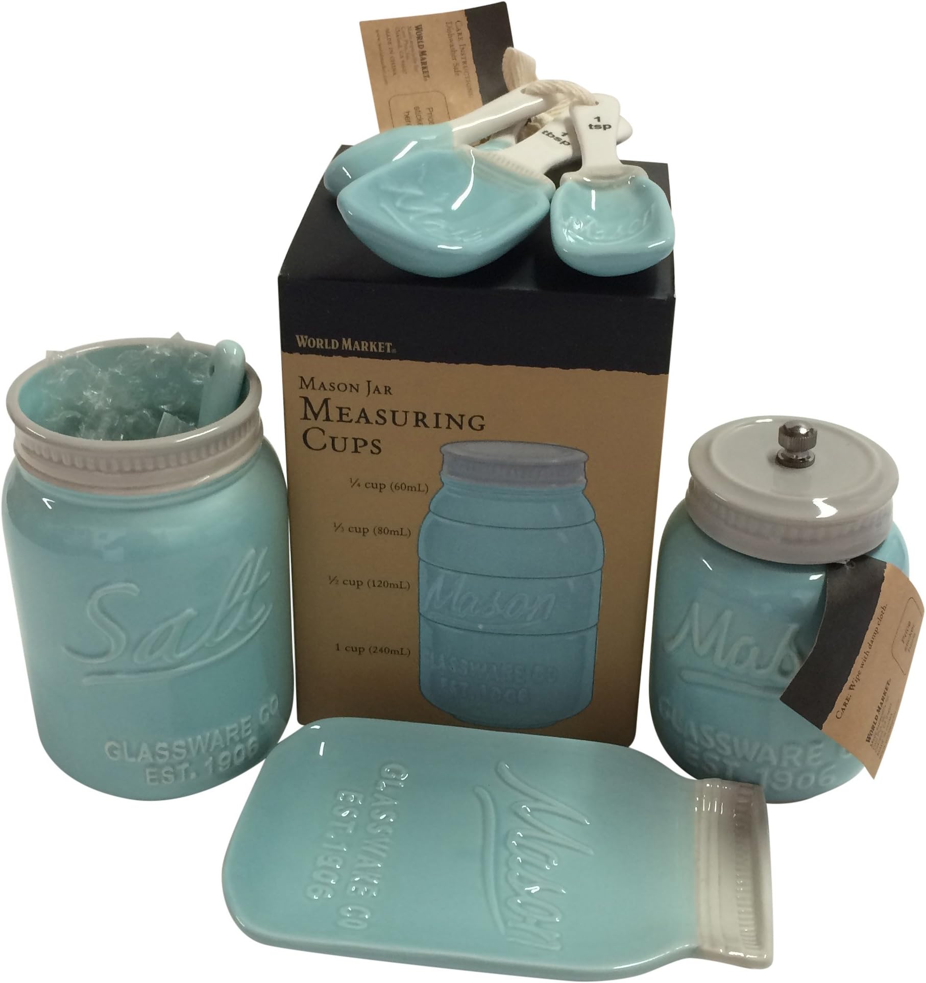 Mason Jar Ceramic 12 Piece Kitchenware Set BLUE