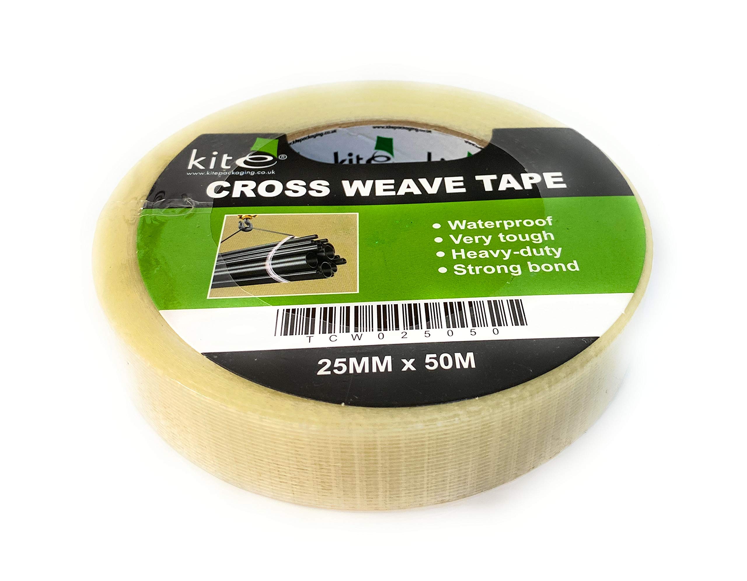 Rolls of Strong Reinforced Glass Filament Crossweave Tape Heavy Duty 50m (25mm)