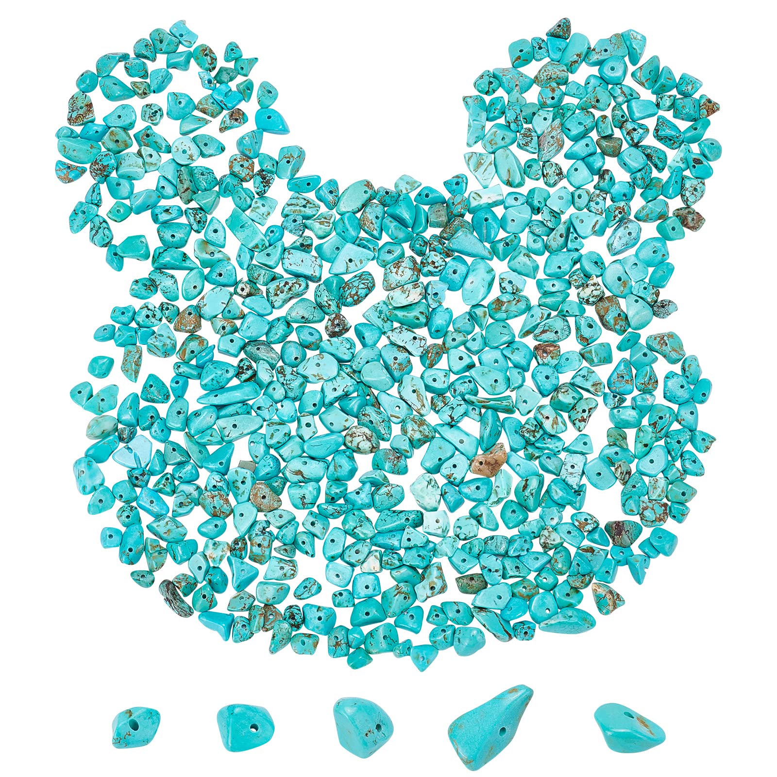 SUNNYCLUE 1 Box 400Pcs Turquoise Chip Stone Beads Turquoise Chip Beads Stones Irregular Natural Gemstone with Holes for DIY Craft Earring Bracelets Making Supplies, 5 to 8mm