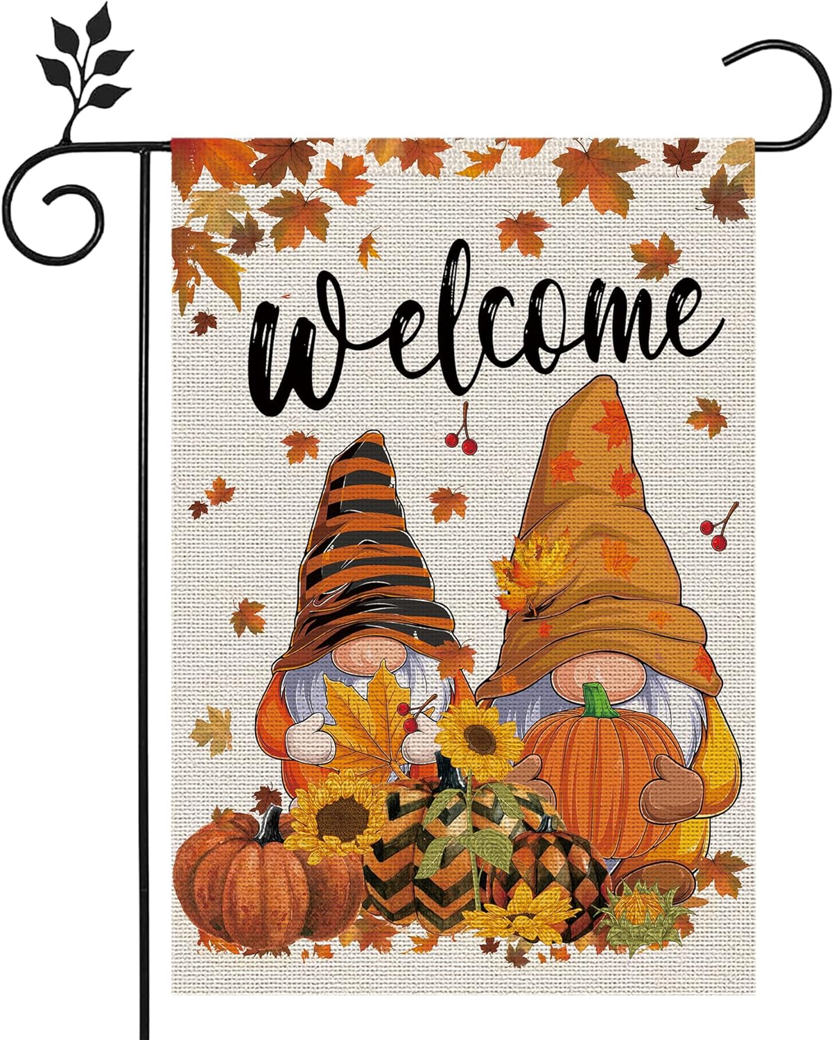 Flags - Sggvecsy Fall Garden Flag Gnomes Yard Flag Autumn Pumpkins Burlap Harvest Maple Leaves Sunflower Vertical Double Sided Welcome Sign for Outdoor Yard Farmhouse Rustic Thanksgiving Decoration 12.5 x 18 Inch