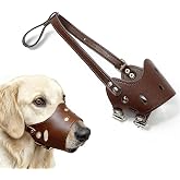 Soft PU Leather Dog Muzzles for Small Medium Large Dogs,Ajustable Breathable Dog Mouth Guard Cover to Prevent Biting Barking Chewing (Brown, 1#XS)