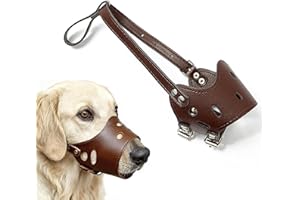 Soft PU Leather Dog Muzzles for Small Medium Large Dogs,Ajustable Breathable Dog Mouth Guard Cover to Prevent Biting Barking 