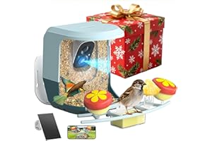 QUICTIGRY Smart Bird Feeder with Camera Solar Powered - 2K HD Video Camera AI Identify Birds, Send Real-time Notifications & Instant Arrival Alerts- Weatherproof Design,Birds Lover Gifts (Style A-Blue)