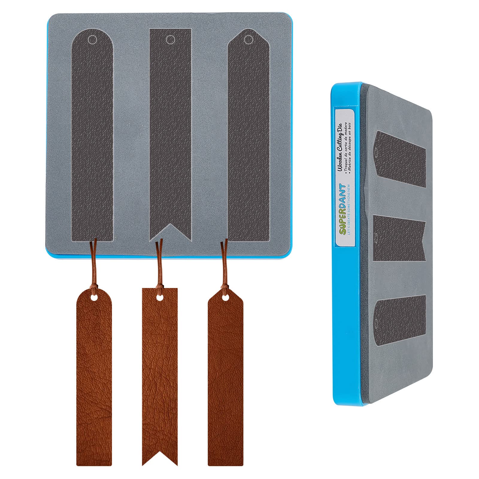 SUPERDANT 3 Shapes Leather Bookmark Cutting Dies Classic Stitched Bookmark Die Cutter Leather Page Markers Wooden Cutting Machine Gifts for Men Women Kids Halloween Christmas Bookworms Writers