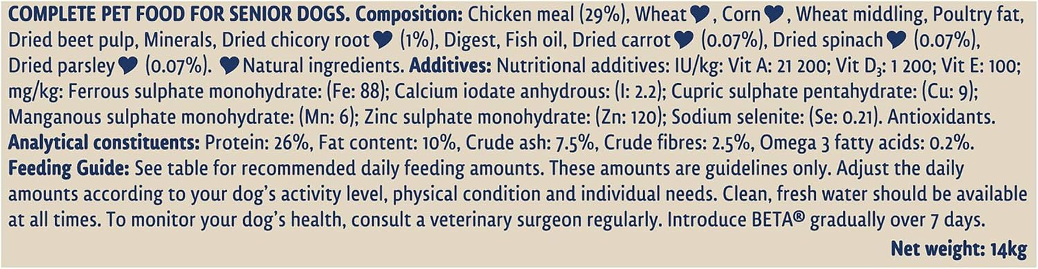 BETA Senior 7+ Chicken Dry Dog Food 14kg, transparent, 14 kg (Pack of 1) - Image 5