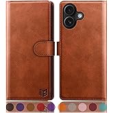 SUANPOT Compatible with iPhone 17 6.3" Wallet case with RFID Blocking Credit Card Holder,Flip Book PU Leather Protective Cover Women Men for Apple 17 Phone case Light Brown