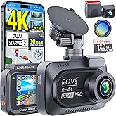 ROVE R2-4K Dual PRO Dash Cam Front and Rear, True 4K+2K Dash Camera for Cars, STARVIS 2 IMX678 + IMX675 Sensors, Free 128GB C