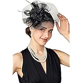 BABEYOND Fascinators Hats for Women - Tea Party Hat Kentucky Mesh Fascinator Derby Flower Ribbon Hat for Bridal Wedding