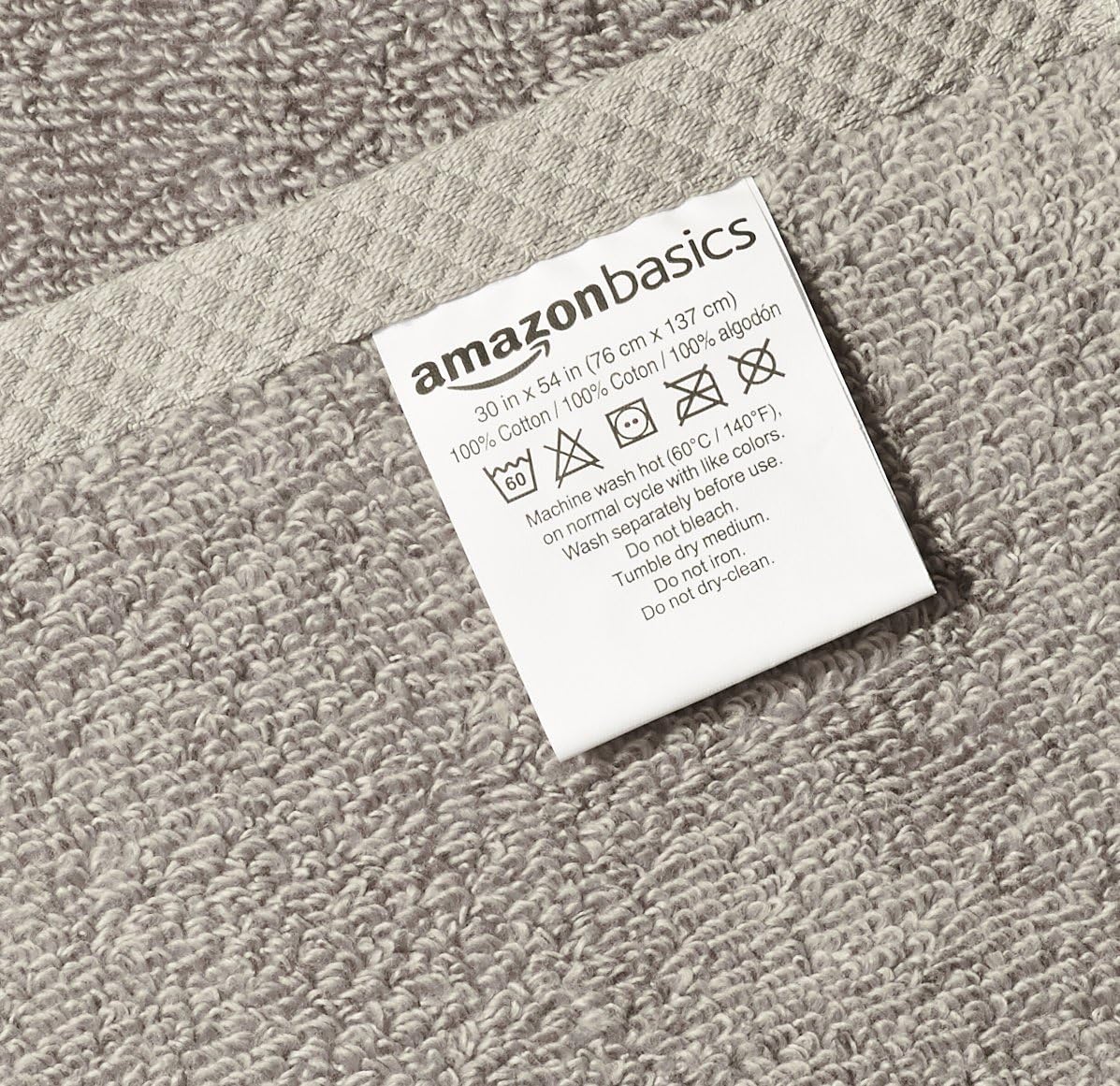 Basics Quick-Dry, Luxurious, Soft, 100% Cotton Bath Towels, Platinum - Set of 2: Home & Kitchen