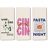 QGFM Italian Kitchen Towels Set 3, Italian Kitchen Decor, Bar Towels for Kitchen Bartender, Retro Dish Towels for Hand Towels for Kitchen, Aesthetic Kitchen Decor, 16x24 Inch
