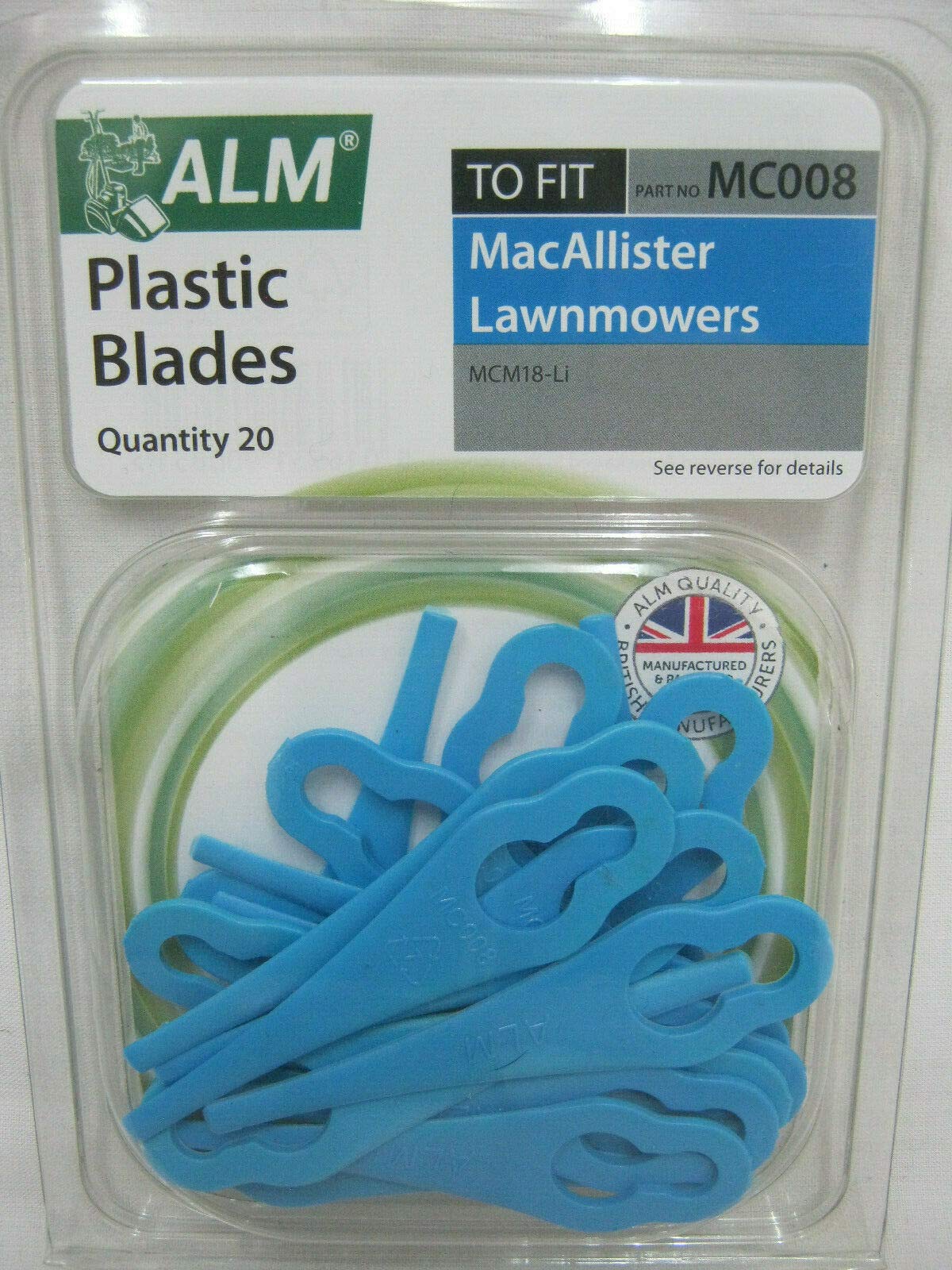 Alm New Plastic Blades To Fit MacAllister Lawnmowers MCM18-Li Pk20 MC008