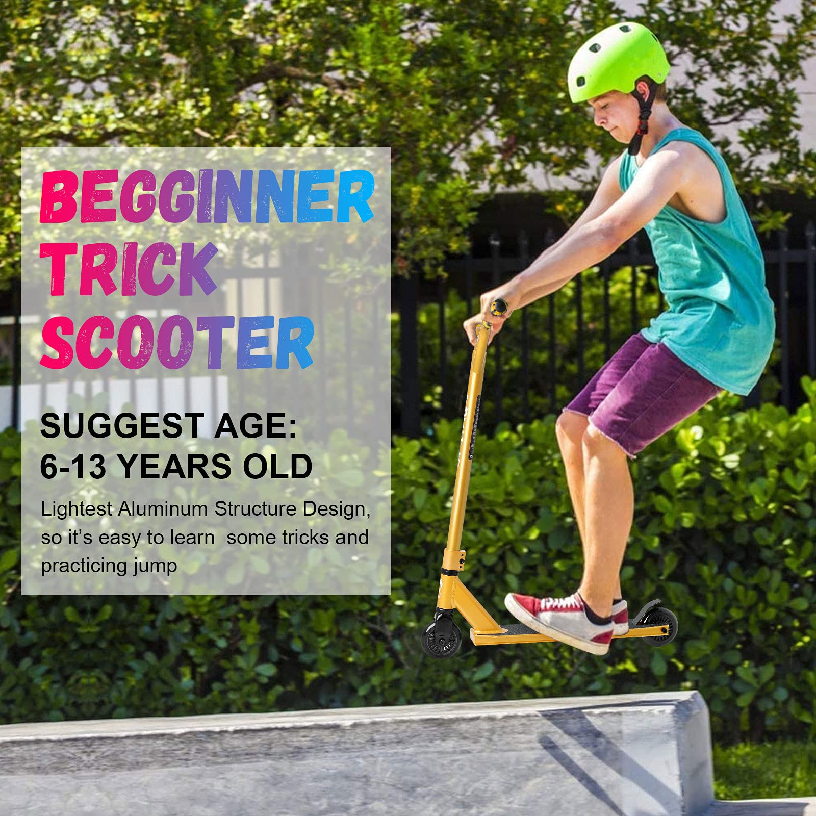 VOKUL Complete Pro Scooter for Kids Boys Girls Teens Up 6 Years - Freestyle Tricks Pro Stunt Scooter - High Performance Gift for Skatepark Street Tricks