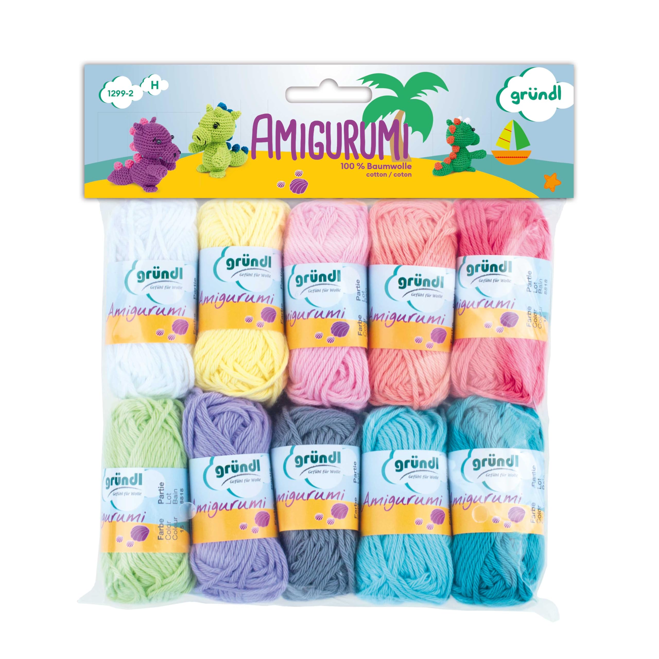 Gründl "Amigurumi Crochet Set II, Multi-Colour, 10 g, 10-Piece