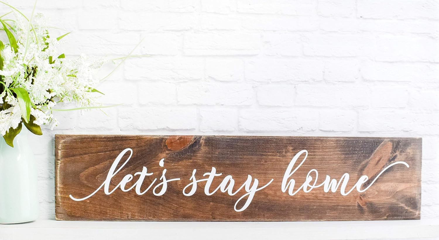 Amazon Com Big Let S Stay Home Wooden Sign Large Farmhouse Rustic Wood Wall Decor Handmade Family Room Signs Handmade big let s stay home wooden sign