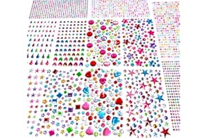 EODIEBN 3228pcs Gems Stickers, Self Adhesive Rhinestone Jewel Stickers, Acrylic Gems DIY Craft Decorative Diamond Stickers, Assorted Shapes Jewels Rhinestones Sticker, Gem Sticker Crafts for Kids