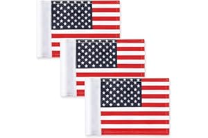 Oudain 3 Pcs Golf Flag with Tube Inserted Waterproof Putting USA Golf Target Flag 420D Nylon Mini Pin for Yard Indoor Outdoor Backyard Garden Portable, 8 x 6 Inch