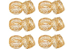 SKAVIJ Handmade Twisted Wire Mesh Napkin Rings Holders Decor Dinner Party Wedding Thanksgiving Christmas Gathering (Gold 12pcs)