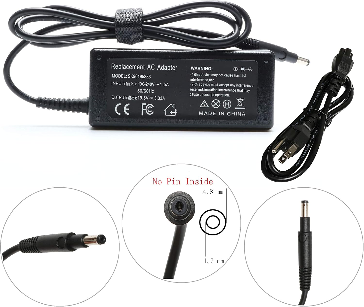 thumbnail image 2 of 65W AC Adapter Charger For HP Pavilion TouchSmart 15 Laptops – 19.5V, Includes Power Cord 2 of 3