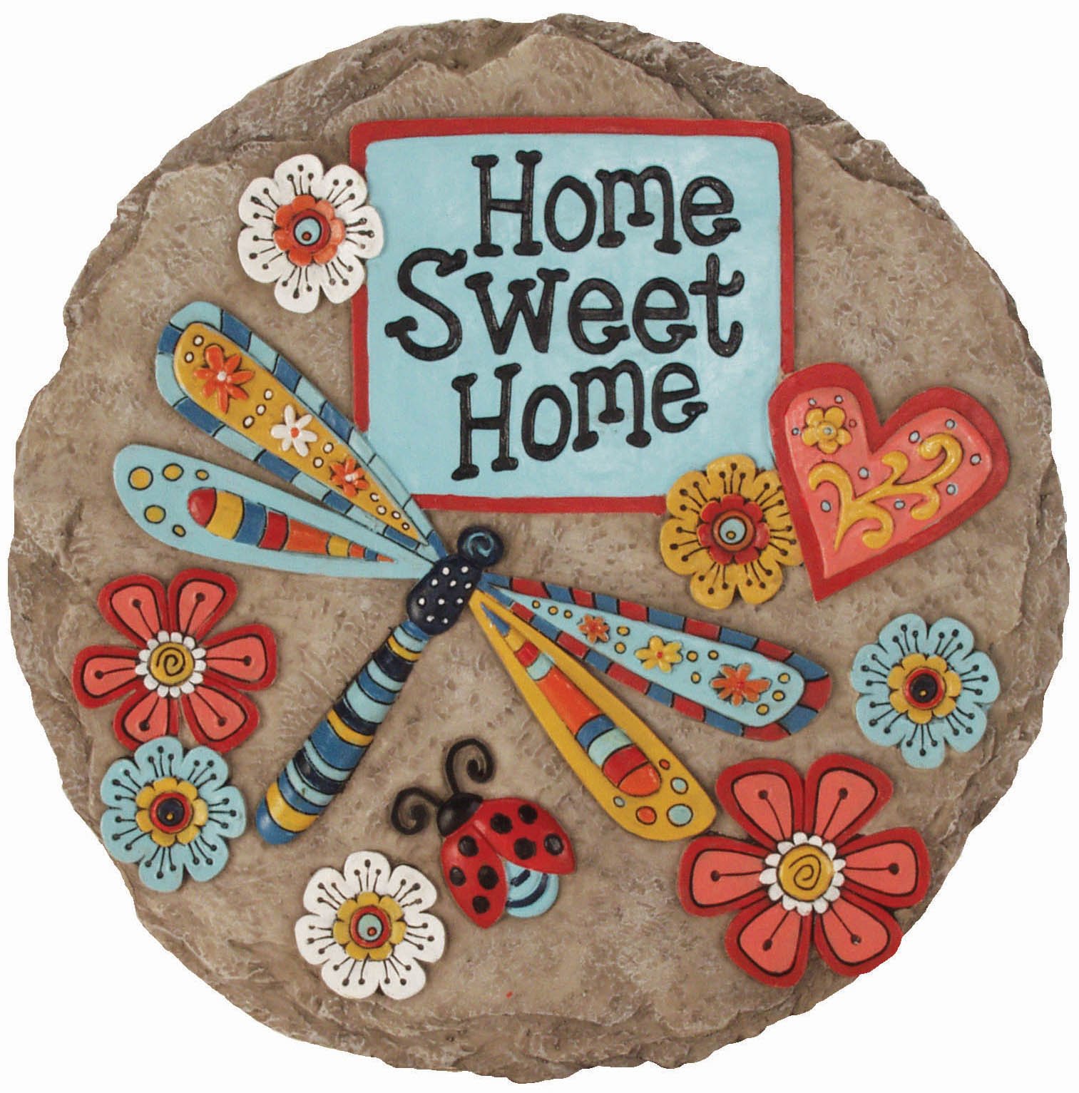 Spoontiques - Garden Décor - Home Sweet Dragonfly Stepping Stone - Decorative Stone for Garden