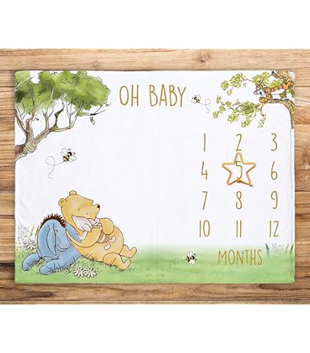 Winnie The Pooh Blanket DAYIMG Vintage Winnie Milestone Blanket