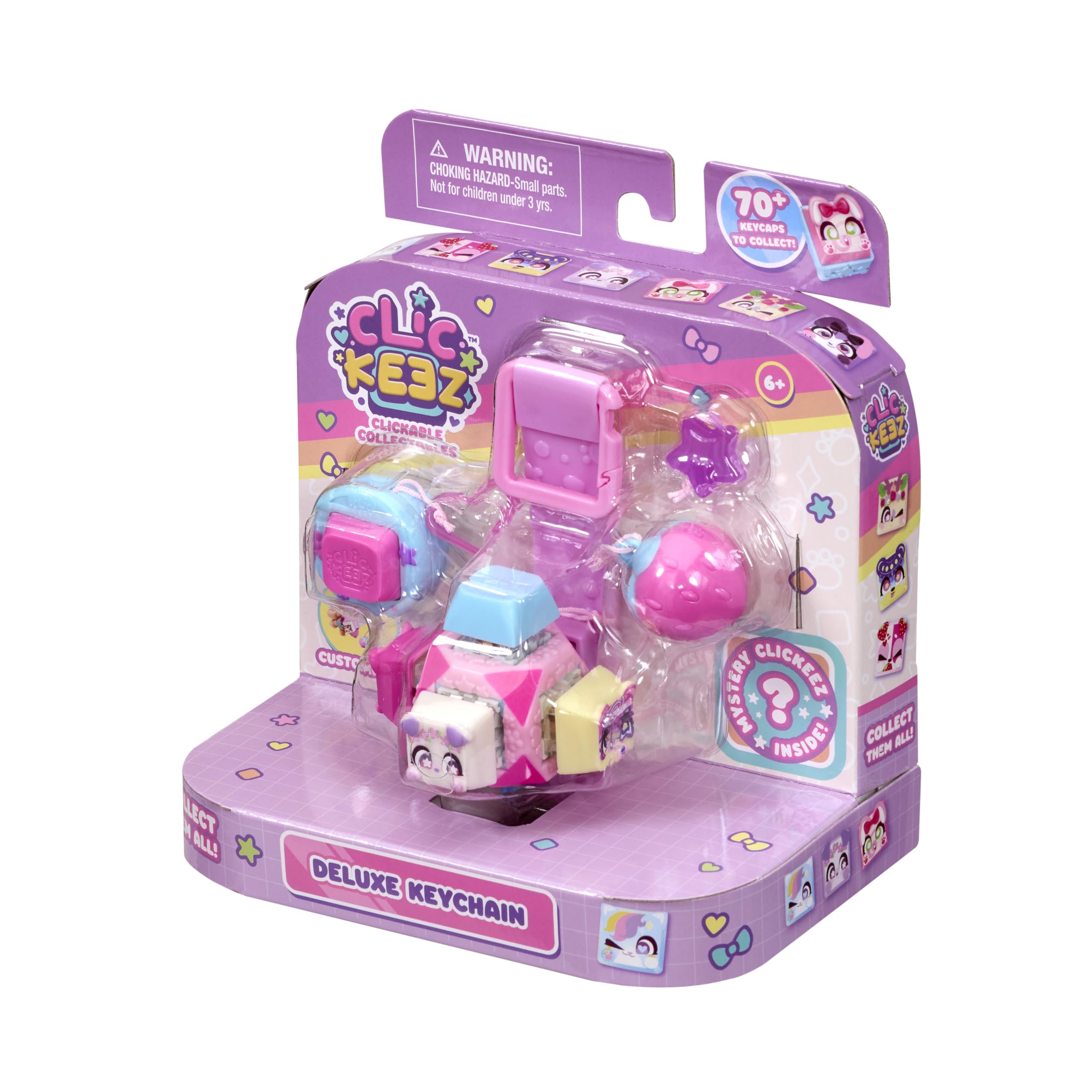 Clickeez Deluxe Keychain Fidget Cube | Collectibe Character Keyboard Keys Click and Clack | Create Your Own Fidget Keychain | Ages 6+