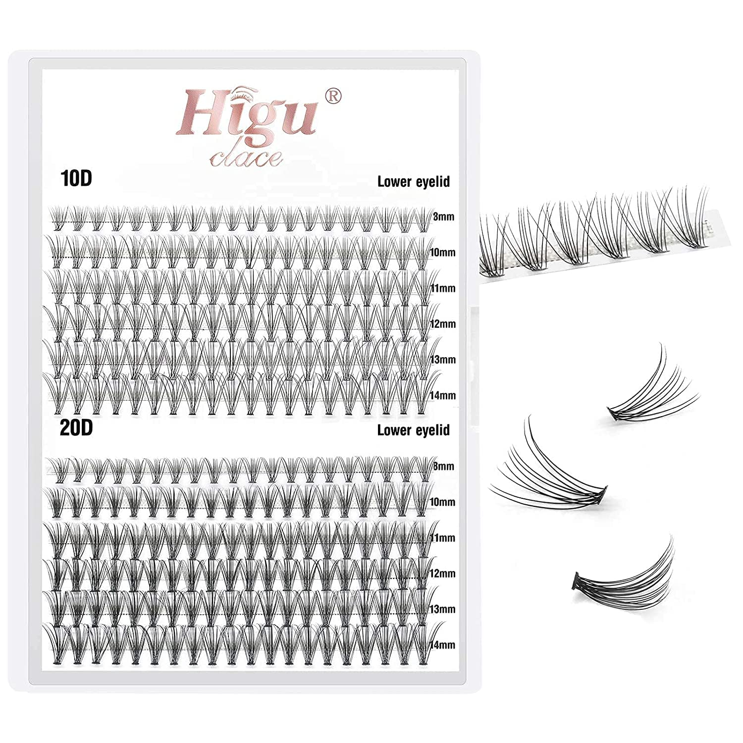 Individual Lashes C Curl 240Pcs 10D 20D Cluster Eyelash Extensions Bottom Lashes False Eyelash Clusters Mini Cluster Eyelashes DIY Eyelashes Extensions at Home (10D/20D C 8-16) — image 1