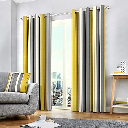 Fusion Whitworth Stripe 100 Cotton Ready Made Lined Eyelet