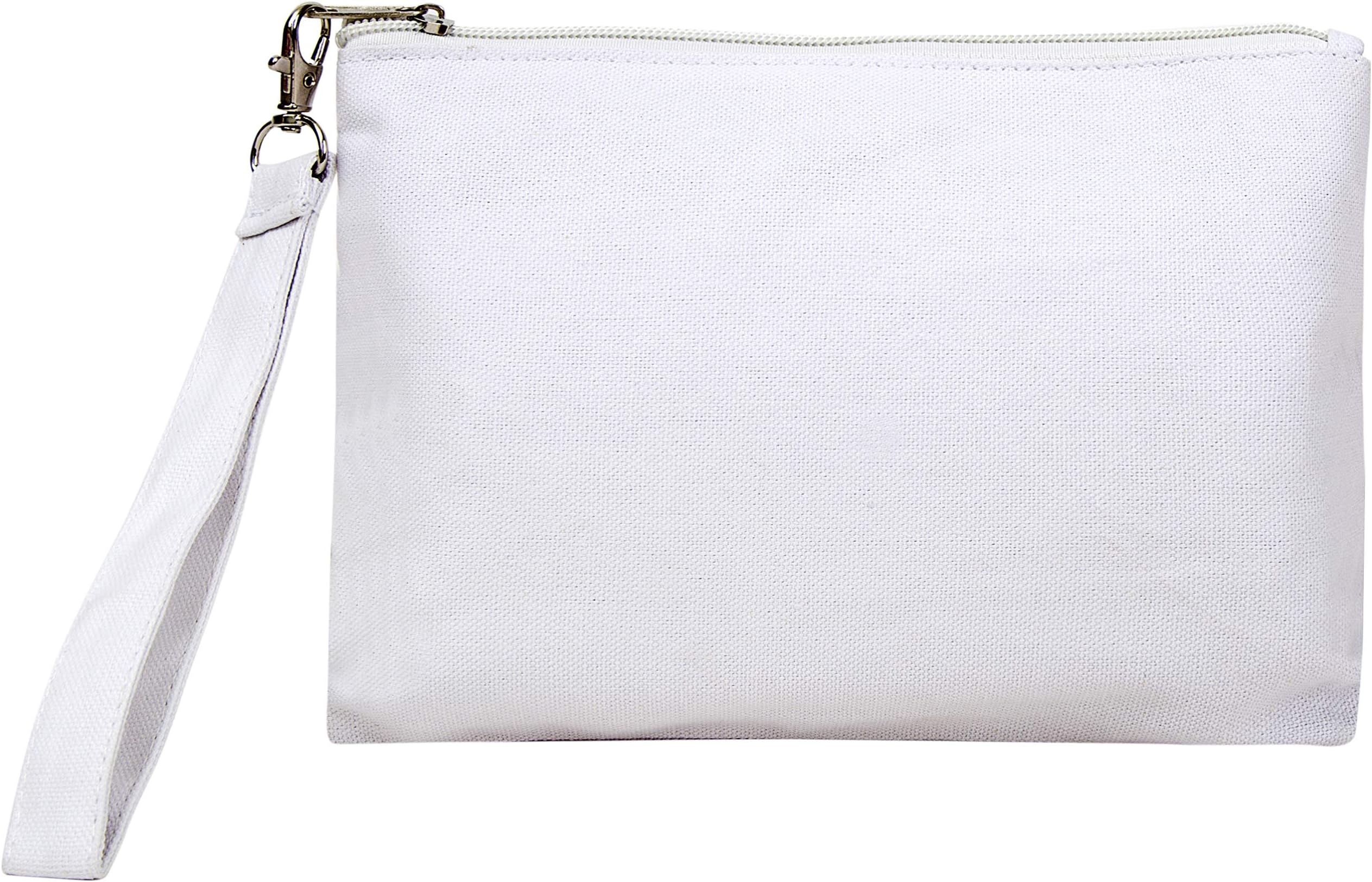 Large Canvas Wristlet with Zipper, Multipurpose Bag, Pencil Case, Party Favors, 9x6", 100% Cotton Canvas - Pack of 12