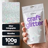 Hemway Silver Holographic Microfine Glitter 100g for Crafts Resin Nails view 2
