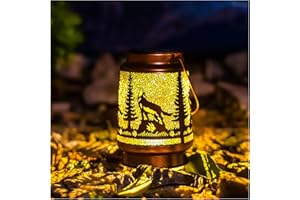 EZTZEN Wolf Solar Lanterns Outdoor Waterproof Hanging Solar Lights Wolf Gifts for Women Men Metal Decorative LED Wolf Lanterns for Garden Decor,Yard,Patio,Lawn,Tabletop,Pathway,Landscape
