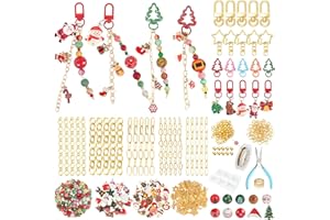 Ecoofor 251 Pcs Christmas Keychain Making Kit for Kids & Adults – Includes 20 Keychain Clips, 25 Extender Chains, 81 Charms, Beading Accessories, Jewelry Pliers – DIY Bag Charms & Jewelry Craft Kit