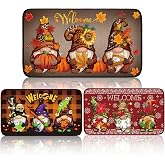 Zhanmai 3 Pcs Holiday Gnome Door Mats, Thanksgiving, Halloween, Christmas | 27.6 x 17.7 Inch, Thanksgiving Welcome Decorative Doormat, Non Slip Rubber Backing, Holiday Rugs for Front Door
