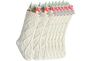 Kunyida Unique Burgundy and Ivory White Green Knit Christmas Stockings