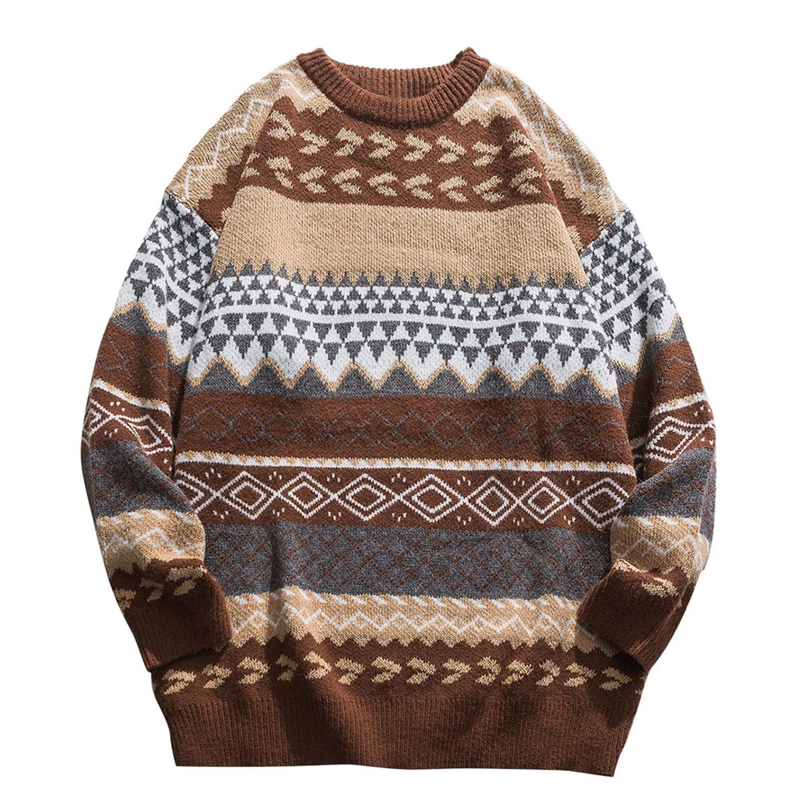 Argyle Striped Sweater Women Y2k Patchwork Vintage