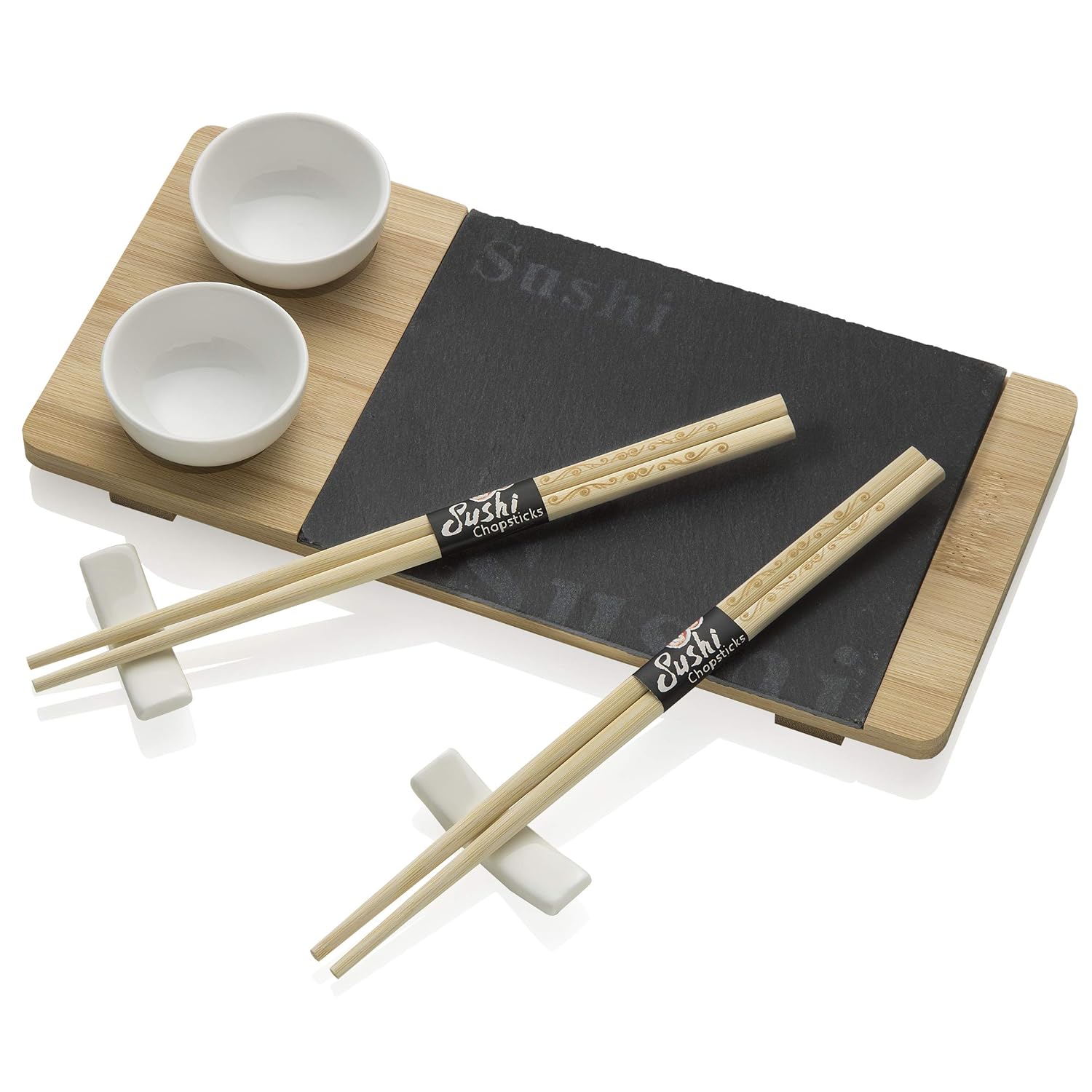 Stoviglie 2 Paia di Bacchette MONTEMAGGI Set Sushi per Due Persone da
