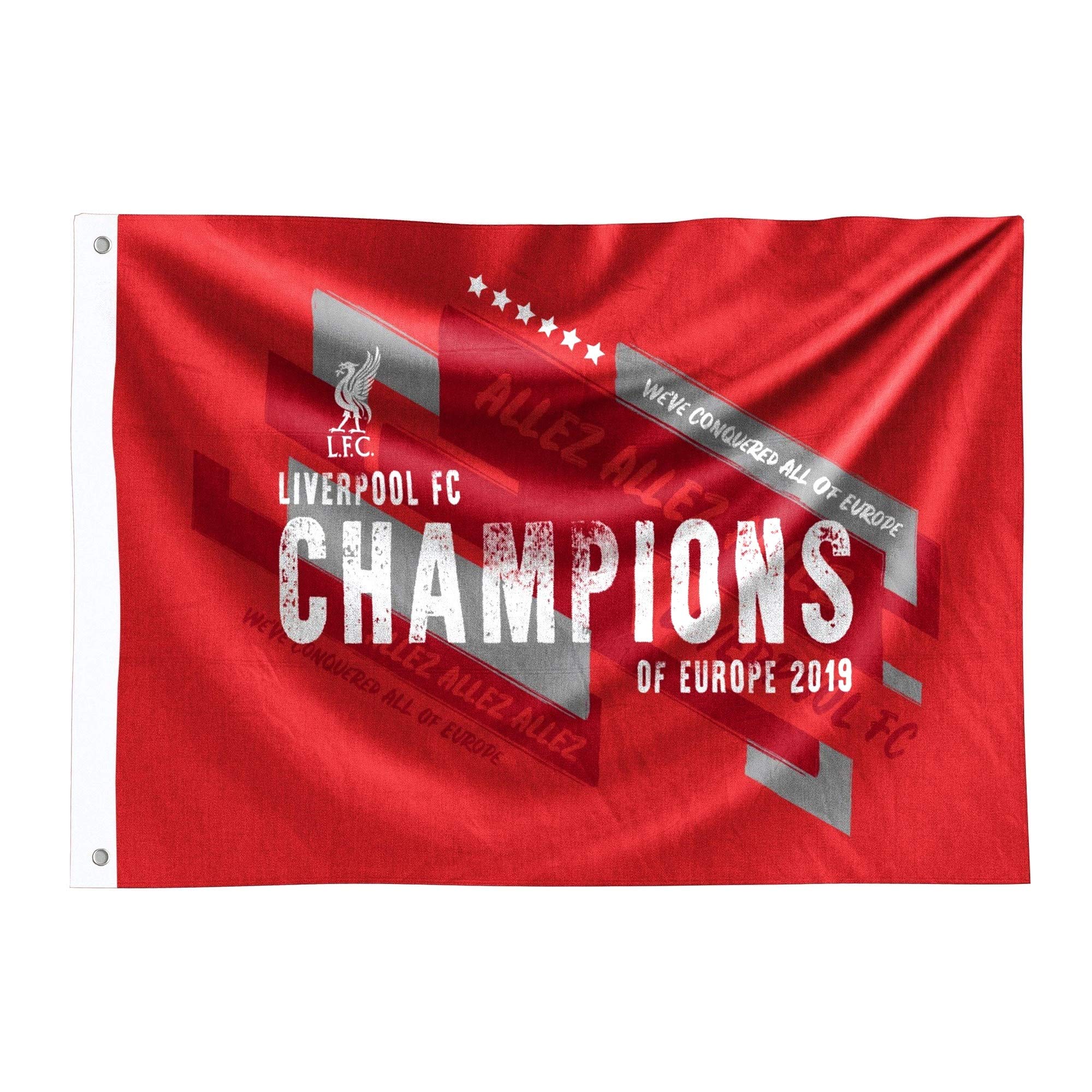 Liverpool F.C. Champions Of Europe Flag Official Merchandise - UEFA - Sports Victory Celebration - Red - 152.4 cm x 91.44 cm