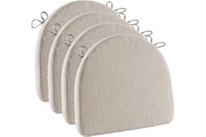 EzKamfort Chair Cushions for Kitchen Chairs - Memory Foam Chair Pads and Cushions Set of 4, Non Slip Chair Pads Cushion with Ties, Indoor Chair Cushion Dining Room Chair Pads Seat Cushion Dining Chair