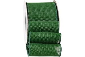 SDZMDL Green Burlap Wired Ribbon 2-1/2 Inch, Solid Ribbon with Wire Edge for St Patrick's Day Decoration, Big Bow, Outdoor Wreath, Gift Wrapping 10 Yards/Roll.
