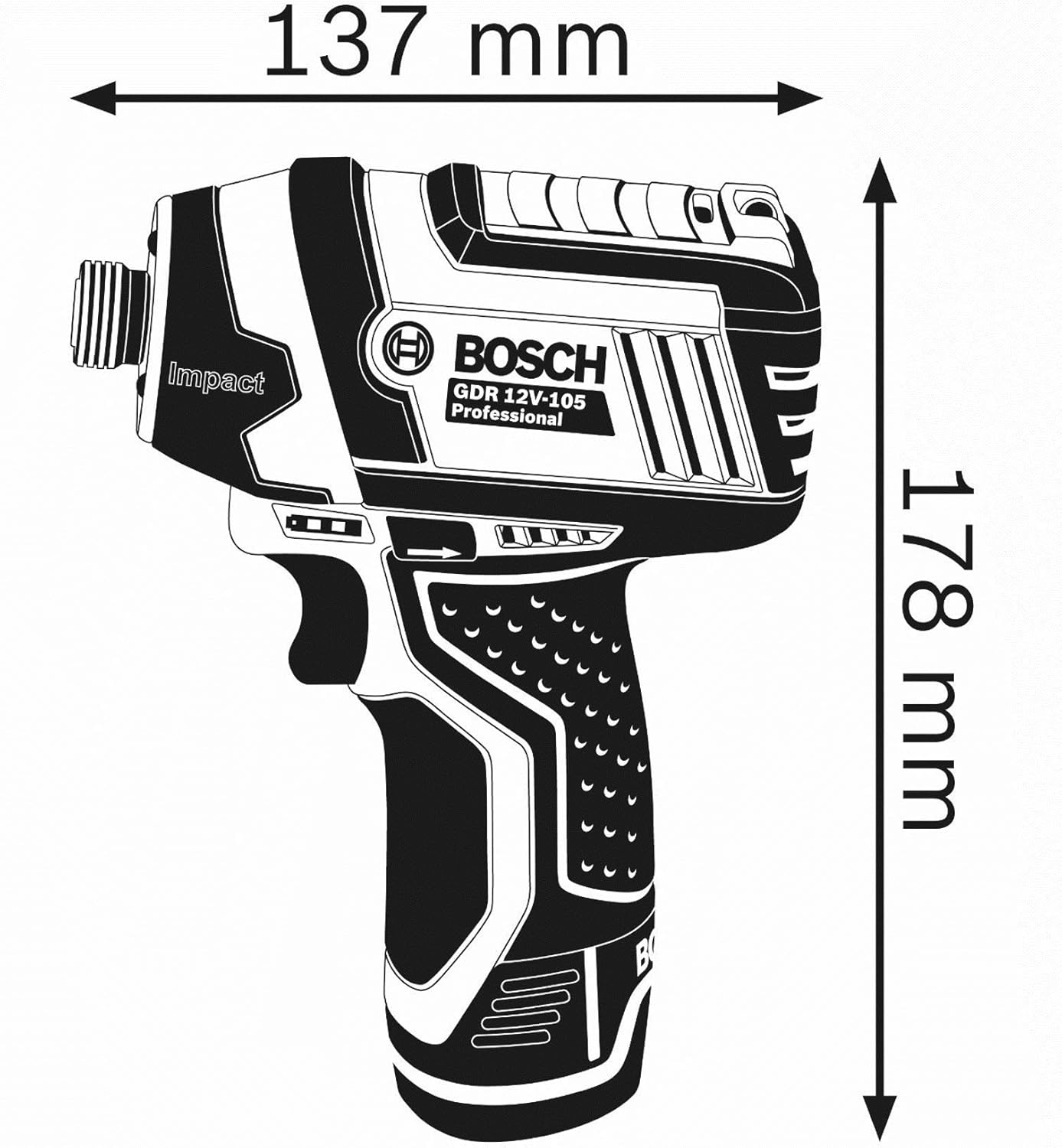 Bosch Professional 12V System GDR 12V-105 Cordless Impact Driver (excluding Batteries and Charger), Blue, Bare Tool - Image 4