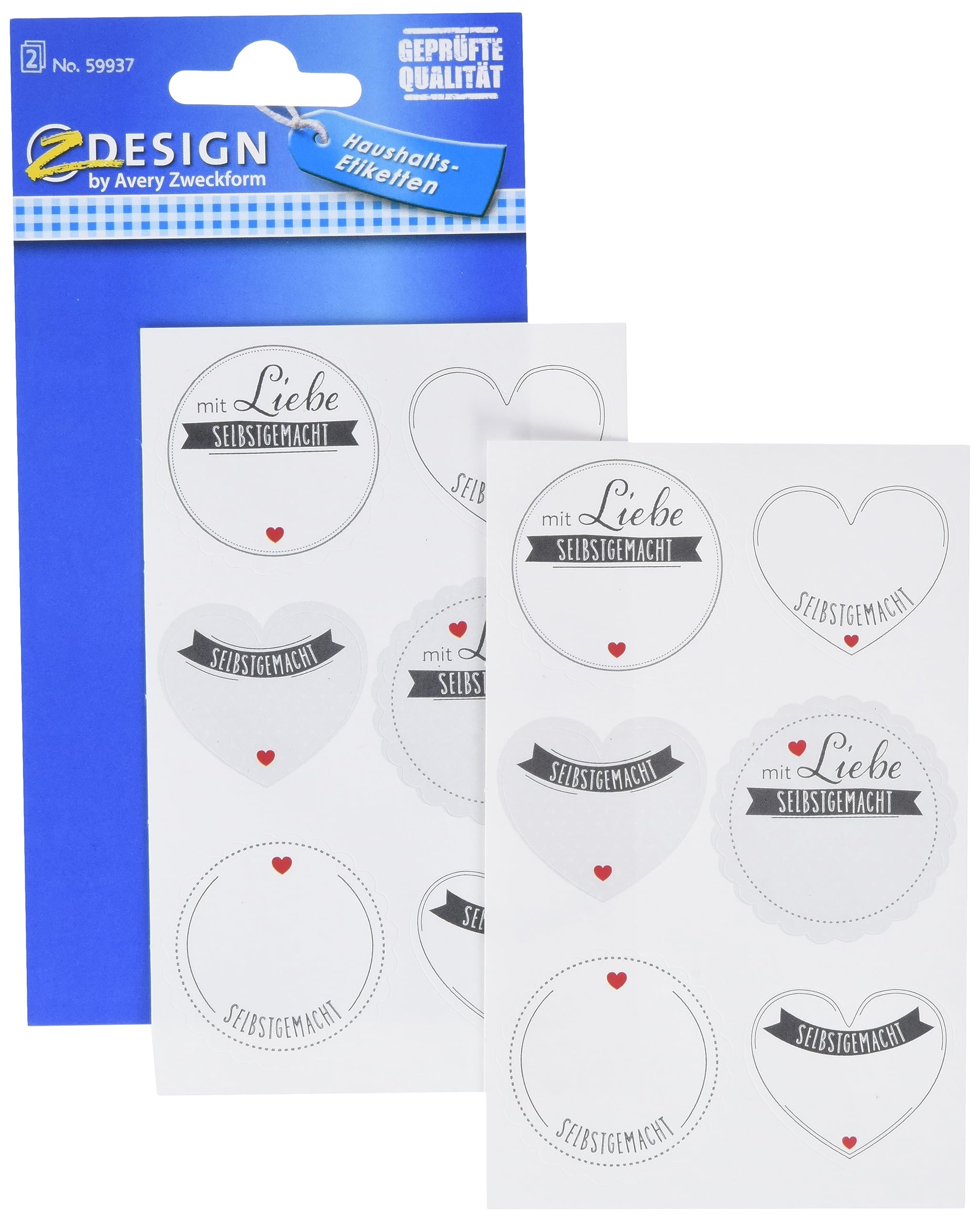 AVERY Zweckform 59937 Household Labels, Preserving Labels (Homemade with Love) 12 Stickers